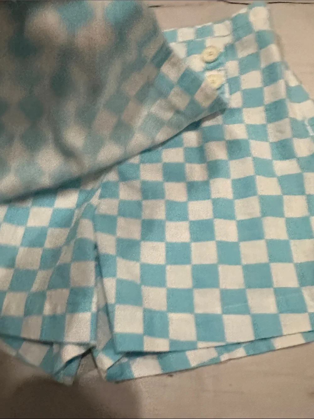 Old Navy Blue and White Checkerboard Skort with Side Buttons size 10/12